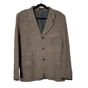 SABA Mens Wool Blend Faux Leather Trim Blazer Size 42